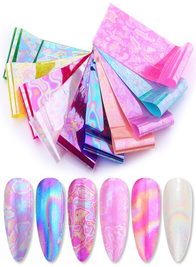 JERCLITY 10 Rolls Aurora Iridescence Nail Foil Transfer Sticker Kit Holographic Decals Laser Nail Foil Transfer Stickers Wraps - Image 2